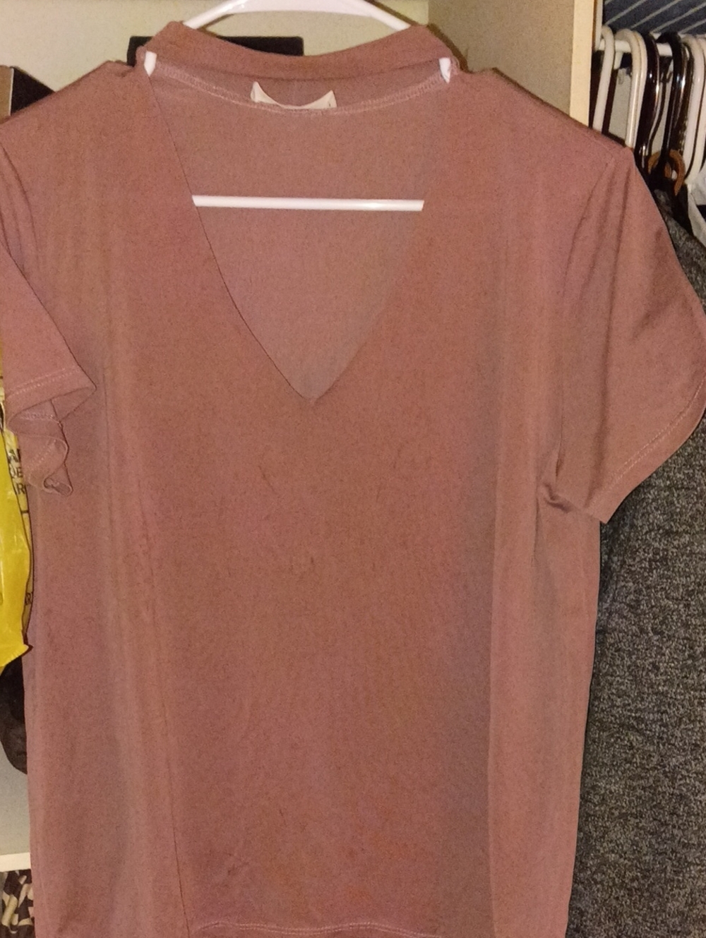 Lavender Field Women's V-Neck Short Sleeve Top - Dusty Rose Size Medium